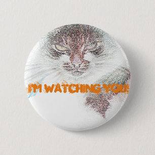 Badge Rond 5 Cm Croquis de la face de cate en colère