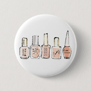 Badge Rond 5 Cm Croquis rose moderne sauvage de vernis à ongles