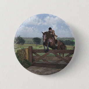 Badge Rond 5 Cm Cross Country - Bouton Cheval de saut