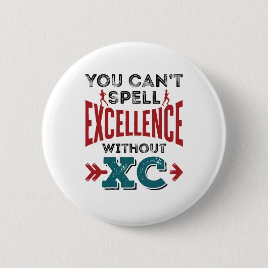 Badge Rond 5 Cm Cross Country Running Funny Excellence XC (Devant)