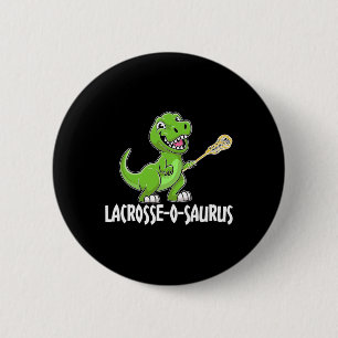 Badge Rond 5 Cm Crosse T-rex Dino Crosse de Lacrosse 