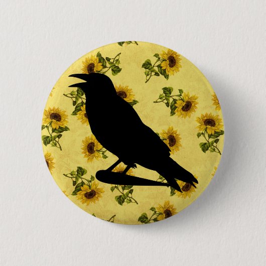 Badge Rond 5 Cm Crow on Sunflowers (Devant)