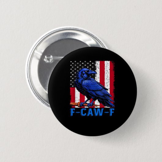 Badge Rond 5 Cm Crow Raven Funny F-Caw-F Minimal Clean (Devant & derrière)