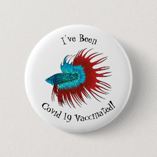 Badge Rond 5 Cm Crowntail betta fish cartoon illustration