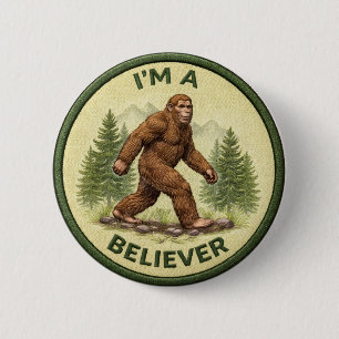 Badge Rond 5 Cm Croyant en Bigfoot