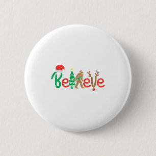 Badge Rond 5 Cm Croyez Bigfoot Sasquatch Père Noël Reindeer Noël