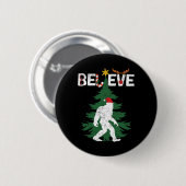Badge Rond 5 Cm Croyez Bigfoot Sasquatch Yeti Santa Hat Noël (Devant & derrière)