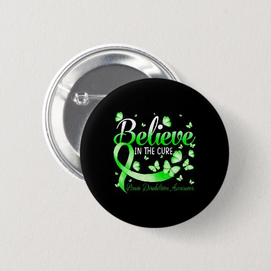 Badge Rond 5 Cm Croyez En La Sensibilisation Aux Handicap Cerveau  (Devant & derrière)
