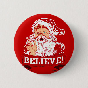 Badge Rond 5 Cm Croyez en père noël
