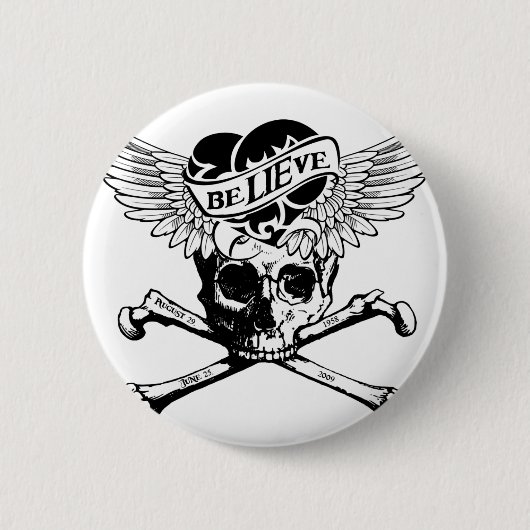 Badge Rond 5 Cm croyez le crâne (Devant)