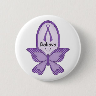Badge Rond 5 Cm Croyez le ruban pourpre de conscience