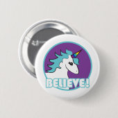 Badge Rond 5 Cm Croyez ! Licorne (Devant & derrière)