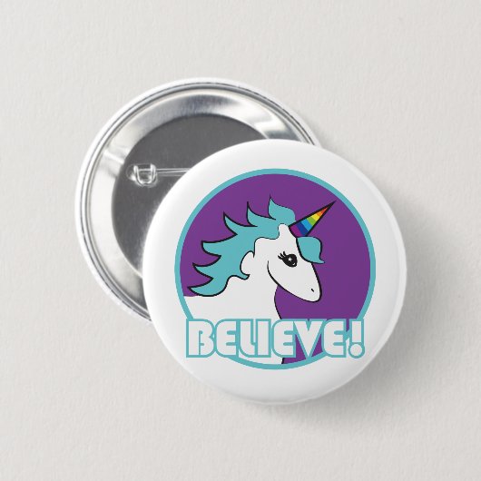 Badge Rond 5 Cm Croyez ! Licorne (Devant & derrière)