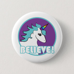 Badge Rond 5 Cm Croyez ! Licorne