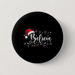 Badge Rond 5 Cm Croyez Noël Lumières Rouge Noël Chapeau Noël Famil