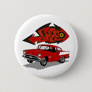Badge Rond 5 Cm Cru Chevy 1957 avec la vitesse des textes de
