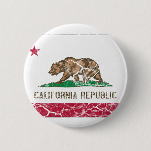 Badge Rond 5 Cm Cru de drapeau d'état de la Californie