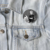 Badge Rond 5 Cm cru - garçon fumant avec le poulet (En situation)