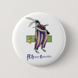 Badge Rond 5 Cm Cru Pâques de violoniste de lapin