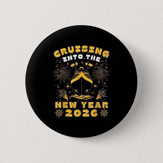 Badge Rond 5 Cm Cruise Cruising Into New Year 2026 Eve Party Match (Devant)
