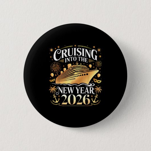 Badge Rond 5 Cm Cruising Into 2026 New Years Eve Party Favors Fami (Devant)