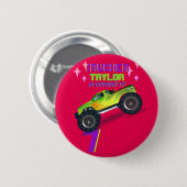 Badge Rond 5 Cm Crusher It MONSTER TRUCK ROSE NOM D'ÂGE Anniversai (Devant & derrière)