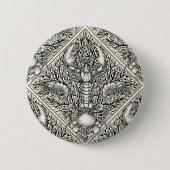Badge Rond 5 Cm Crustacéen en noir et blanc naturel (Devant)