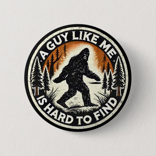 Badge Rond 5 Cm Cryptide Sasquatch Bigfoot Guy de la Forêt Comme M (Devant)