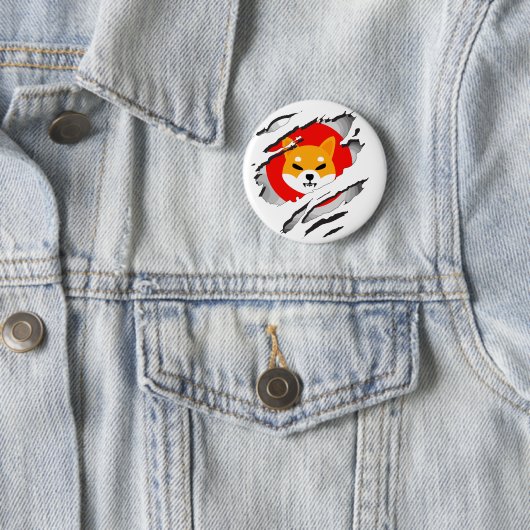 Badge Rond 5 Cm Crypto SHIBA INU - SHIBA INU Crypto SHIB (En situation)