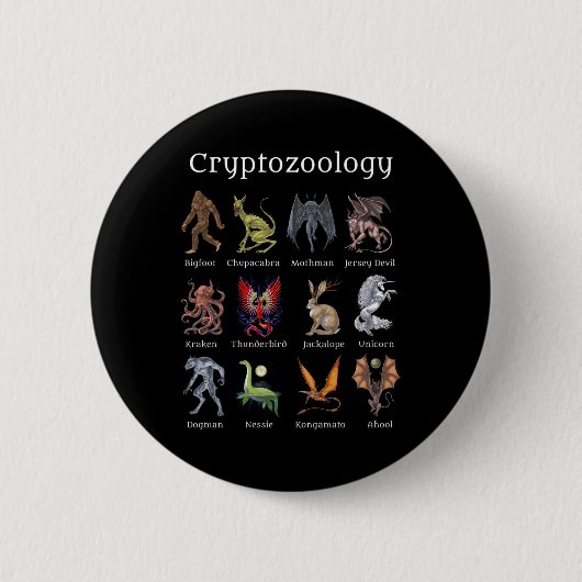 Badge Rond 5 Cm Cryptozoologie Cryptid Créatures (Devant)