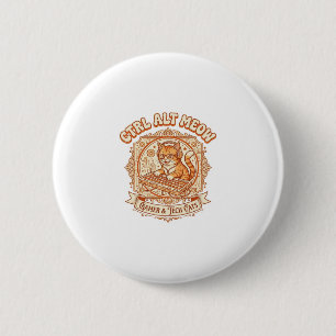 Badge Rond 5 Cm Ctrl Alt Meow Chat Gamer Tech Vintage Vector Art S