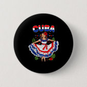 Badge Rond 5 Cm Cuba Cuban Girl Traditional Dress Trocal Flowers (Devant)