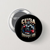 Badge Rond 5 Cm Cubain Boxe Knockout King Cuba Crown (Devant & derrière)