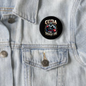 Badge Rond 5 Cm Cubain Boxe Knockout King Cuba Crown (En situation)