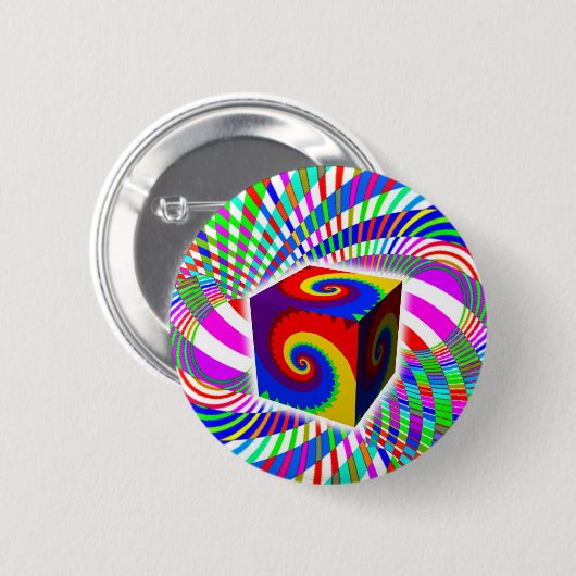 Badge Rond 5 Cm Cube arc-en-ciel (Devant & derrière)