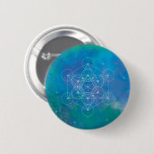 Badge Rond 5 Cm Cube de Métatron Géométrie sacrée (Devant & derrière)
