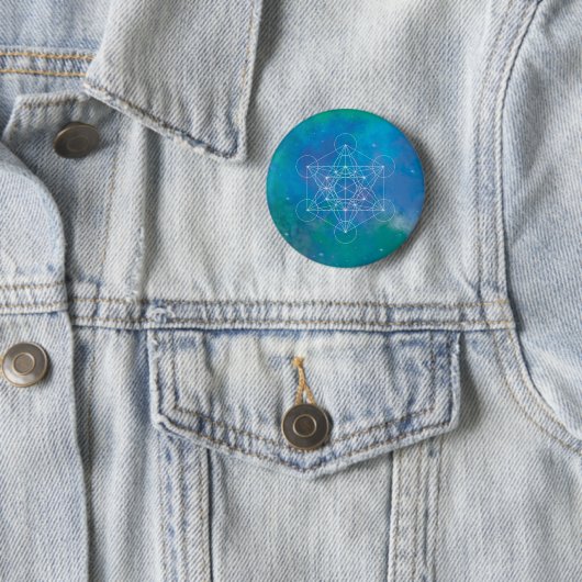 Badge Rond 5 Cm Cube de Métatron Géométrie sacrée (En situation)