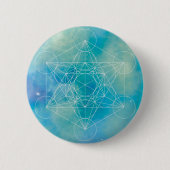 Badge Rond 5 Cm Cube de Métatron Géométrie Sacrée (Devant)