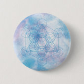 Badge Rond 5 Cm Cube de Métatron Géométrie Sacrée (Devant)