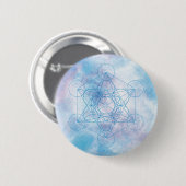 Badge Rond 5 Cm Cube de Métatron Géométrie Sacrée (Devant & derrière)
