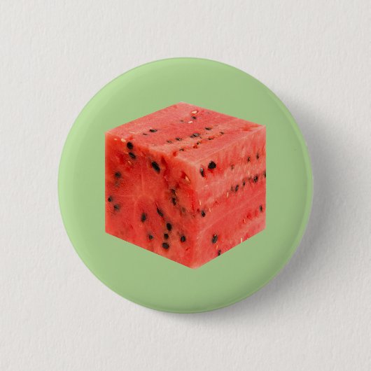 Badge Rond 5 Cm Cube d'origine frais de pastèque rouge sucrée (Devant)