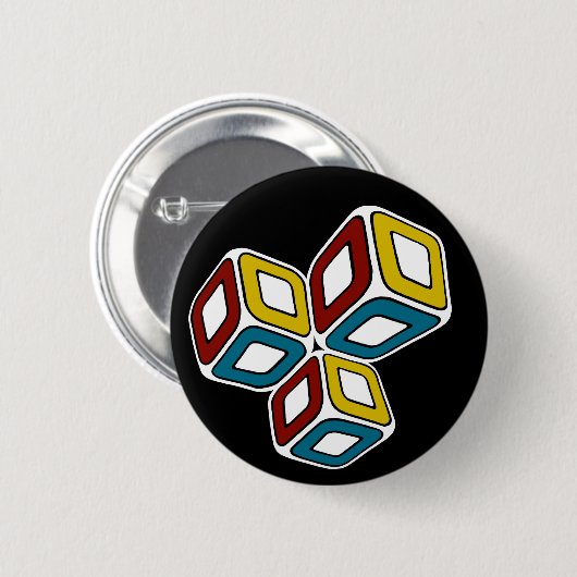 Badge Rond 5 Cm Cubes à trois dimensions urbains (Devant & derrière)