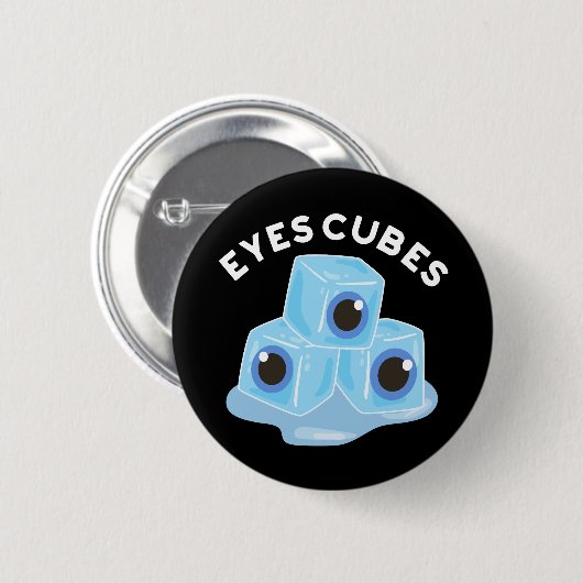 Badge Rond 5 Cm Cubes d'yeux amusant pistolet à glace foncé BG (Devant & derrière)