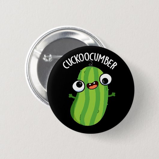 Badge Rond 5 Cm Cuckoocumber Funny Veggie Cucumber Pun Dark BG (Devant & derrière)
