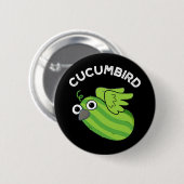Badge Rond 5 Cm Cucumbird Funny Veggie Cucumber Pun Dark BG (Devant & derrière)