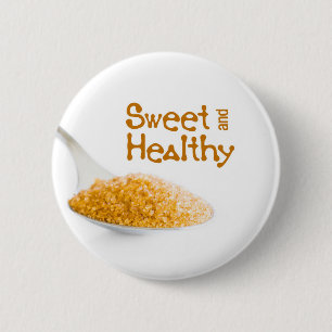 Badge Rond 5 Cm Cuillère à café et sucre brun
