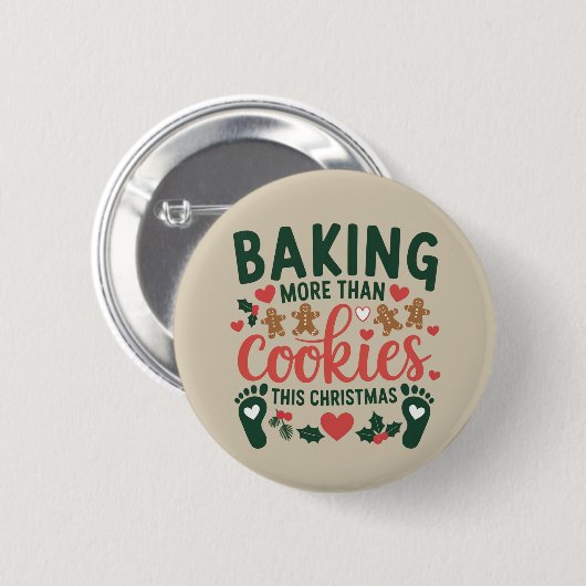 Badge Rond 5 Cm Cuire plus que des biscuits ce Noël Grossesse  (Devant & derrière)