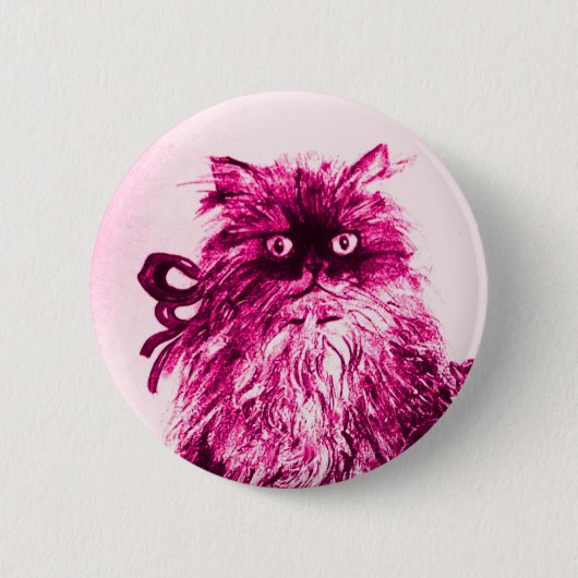 Badge Rond 5 Cm CUISINE AVEC ROSES, Rose Fuchsia Blanc (Devant)