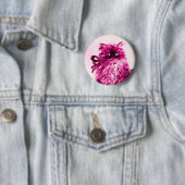 Badge Rond 5 Cm CUISINE AVEC ROSES, Rose Fuchsia Blanc (En situation)
