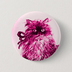 Badge Rond 5 Cm CUISINE AVEC ROSES, Rose Fuchsia Blanc